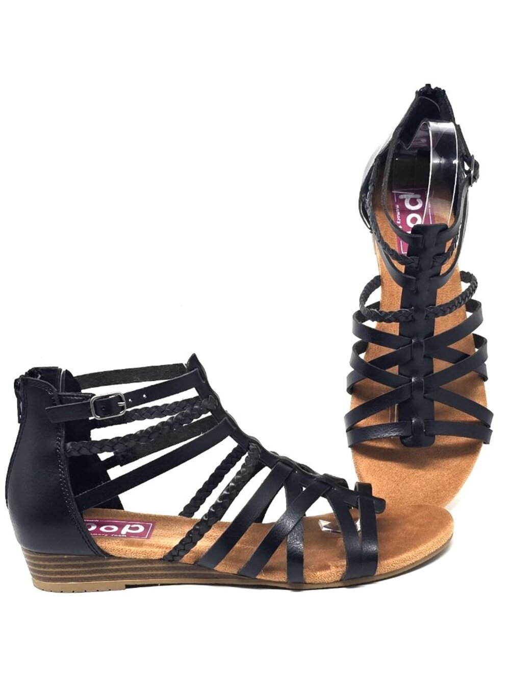 POP Tristen Black Gladiator Memory Foam Strappy Sandals Women’s Size 8M